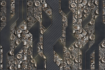 3d creative decorative background, digital ceramic tile, cover, card.