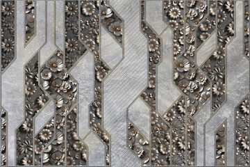 3d creative decorative background, digital ceramic tile, cover, card.