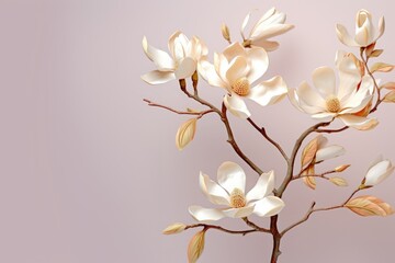 Magnolia branches on elegant pastel background. Wedding invitations, greeting cards, wallpaper,...
