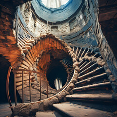 A spiral staircase leading to an unknown destination