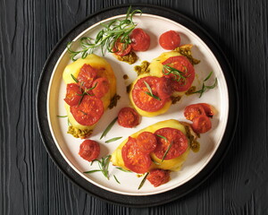 Pesto Tomato Cheese Chicken Breast, top view