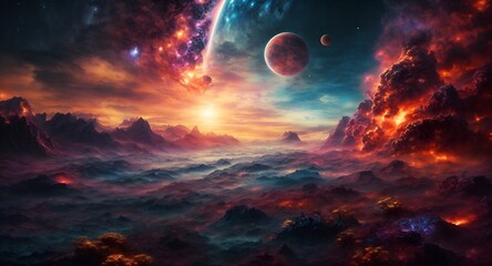 A Space Scene With Planets and Stars