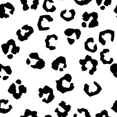 Panther Abstract Inkblot. White Animal Dirt. Snow Leopard Tiger Fur. Leopard Seamless Pattern Camouflage. Leo Seamless Jaguar Art. White Vector Print. Mud Animal Spray. Black Cheetah Jungle Skin.