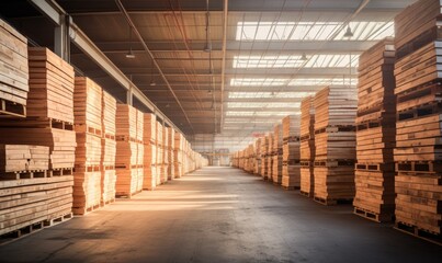 A Warehouse Overflowing With Abundant Wooden Pallets