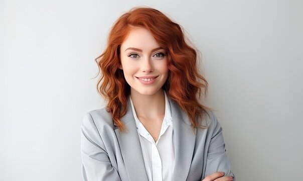 Vibrant and Striking Portrait of a Red-Haired Woman Captivating the Camera