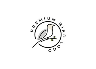 Bird Line Icon Symbol. Bird Logo Stock Vector Emblem Design. Line Drawing.