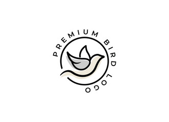 Bird Line Icon Symbol. Bird Logo Stock Vector Emblem Design. Line Drawing.