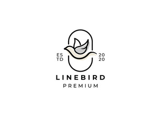 Bird Line Icon Symbol. Bird Logo Stock Vector Emblem Design. Line Drawing.