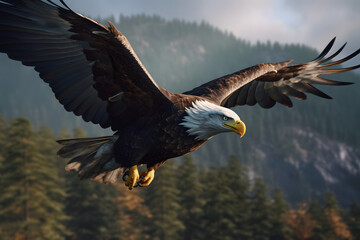 bald eagle in flight. 