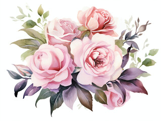 Fototapeta premium Beautiful roses bouquet flowers on isolated white background