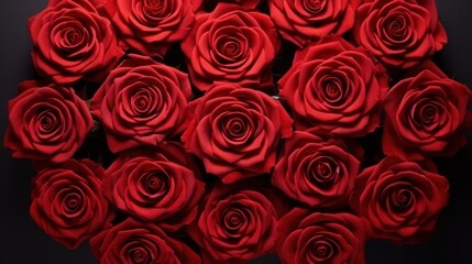 A visually pleasing arrangement of red rose flowers, created