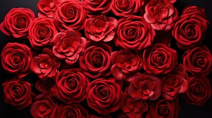 A visually stunning assortment of artificially created red rose flowers, isolated beautifully.