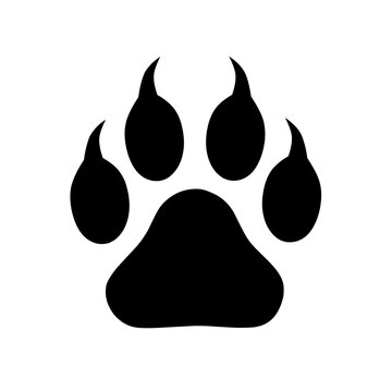 vector icon of animal paw prints with claws.animal footprint icon