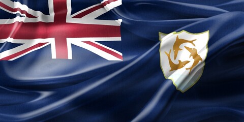 Anguilla flag - realistic waving fabric flag