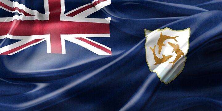 Anguilla flag - realistic waving fabric flag