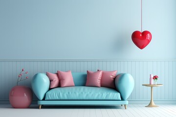 living room style valentine's day banner interior design, generative ai.