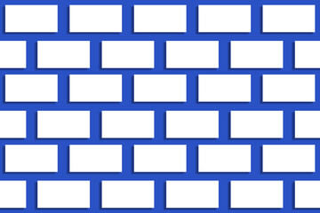 Mockup of horizontal stacks of white business cards arranged in rows on a blue textured paper background.
