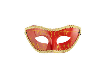 Carnival mask, red vintage masquerade accessory isolated