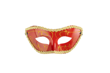 Carnival mask, red vintage masquerade accessory isolated