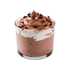 chocolate mousse in a glass cup isolated on transparent background Remove png, Clipping Path, pen tool