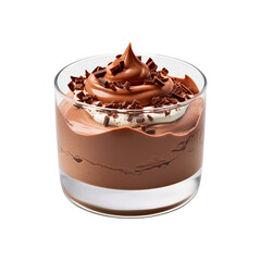 chocolate mousse in a glass cup isolated on transparent background Remove png, Clipping Path, pen tool