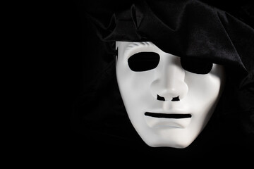 Opera mask, black background, festival celebration, theatrical art, elegant costume