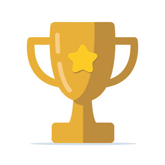 Golden winner's trophy icon. The golden trophy vector is a symbol of victory in a sports event. Golden trophy illustration.