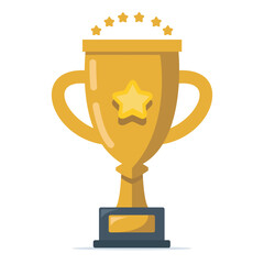 Golden winner's trophy icon. The golden trophy vector is a symbol of victory in a sports event. Golden trophy illustration.