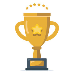 Golden winner's trophy icon. The golden trophy vector is a symbol of victory in a sports event. Golden trophy illustration.