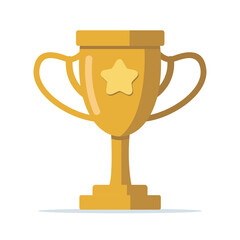 Golden winner's trophy icon. The golden trophy vector is a symbol of victory in a sports event. Golden trophy illustration.
