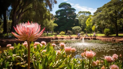 Naklejka premium beautiful flowers and lush greenery at the Botanical Gardens in Johannesburg
