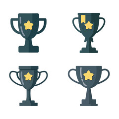 Set of trophies on white background. Cup icon. Winner award symbol. Champion sports trophy. Isolated  illustration on a white background.