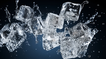 ice cubes in water splash background