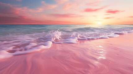 Pink beach sunset view background - obrazy, fototapety, plakaty