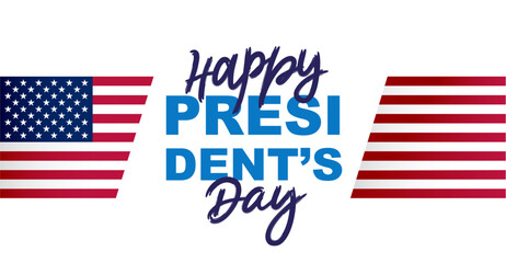 Beautiful inscription - Happy President's Day. Flag of the United States of America. Elements for the design for the President's day.