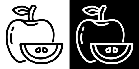 Apple fruit, food icon. Black icon. Black line logo