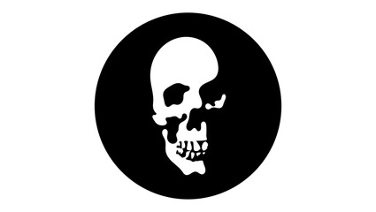 Skull logo, white skull in black circle