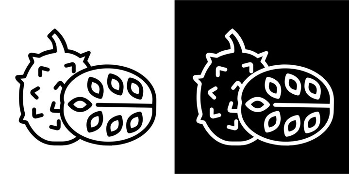 Soursop fruit, fruit icon. Black icon. Black line logo