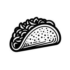 logotype of a taco, black and white, isolated