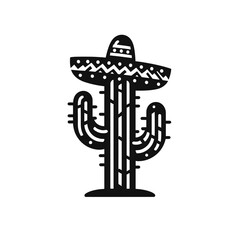 logotype of a cactus, black and white, isolated