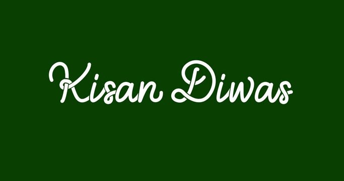 Kisan Diwas National Farmer's Day text animation with alpha channel. Handwritten text calligraphy. Great for celebrations, events, Festivals, and campaigns through handwritten text animation