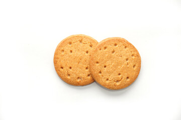 digestive biscuits isolated on white. biscuit cookies.            