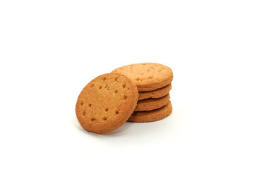 digestive biscuits isolated on white. biscuit cookies.             - obrazy, fototapety, plakaty