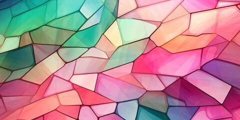 Stained glass pink and green color palette. Abstract geometric background. stylish Interior Decorating . Vintage pattern.