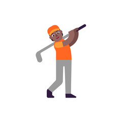 Person Golfing: Medium-Dark Skin Tone