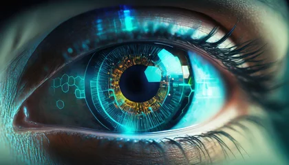 Deurstickers Futuristic scifi technology eye close-up reflection © Niklas