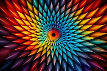 Multicoloured Optical Illusion Pattern. A Vibrant Computer-Generated Image of a Flower. Abstract Art