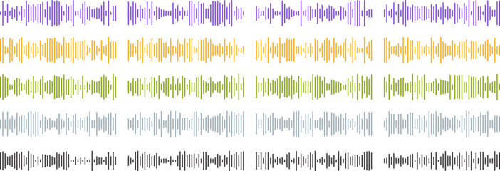 Set of vector sound waves. Audio equalizer technology, pulse music. Audio player. Vector illustration.