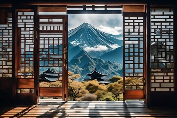 Japanese wooden door 