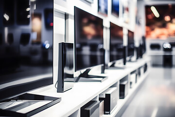 Flatscreen TVs for sale in electronic store